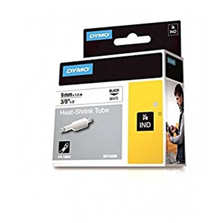 Dymo Heat Shrink Label, 3:1 I.D. Shrink Ratio, 3/8 in, White 784-18053